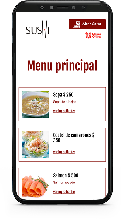 menu digital con codigos qr